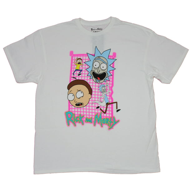 Rick & Mens T-Shirt - Running Big Heads on Pink Grid (Large) - Walmart.com