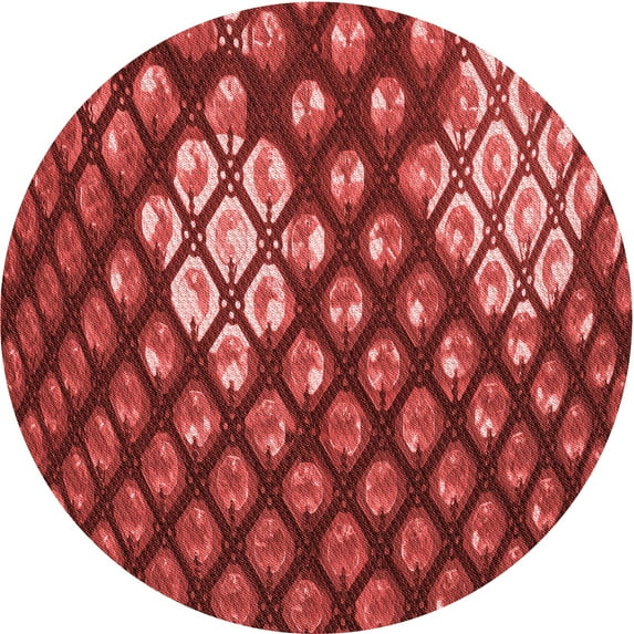 Ahgly Company Machine Washable Indoor Round Transitional Red Area Rugs, 4' Round