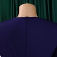 thumbnail image 6 of AURA Plus Size Belted Pencil Midi Dress High Waist Crewneck Long Sleeve Elegant Office Work Dress with Zipper, 6 of 10