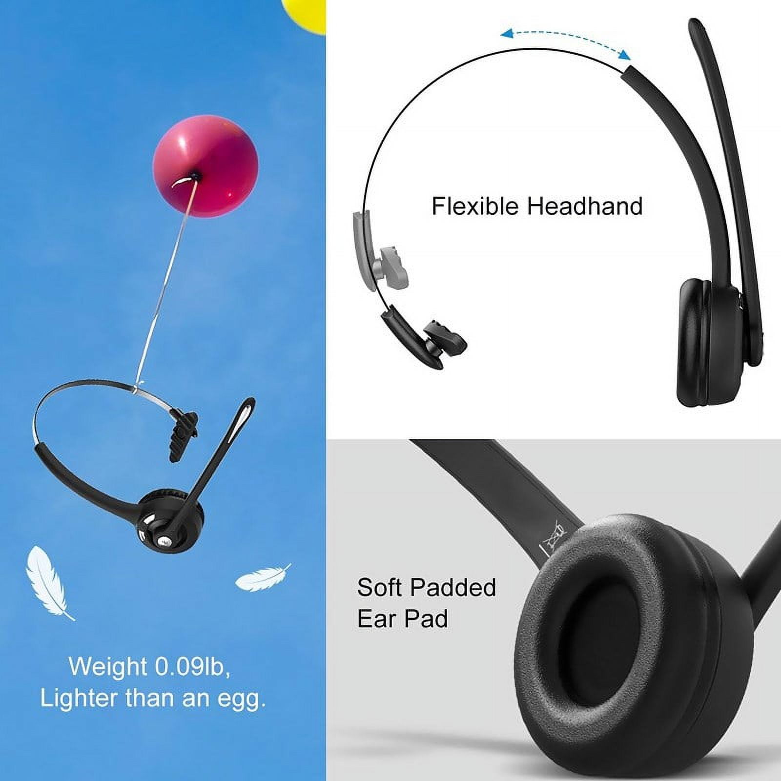Mpow Professional Head-mounted Headphones Trucker Bluetooth Headset with Noise Cancelling Microphone for Skype Office