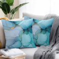 thumbnail image 2 of Teal Blue Marble Throw Pillow Covers 20x20 Inch Set of 2, Modern Abstract Art Marble Crack Waterproof Outdoor Pillow Covers, Decorative Cushion Pillowcases for Couch, Sofa, Bed, Garden, Patio, 2 of 9