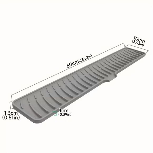Estera de drenaje larga de silicona for fregadero de cocina, diseño antideslizante de pendiente, estera de drenaje con abertura for fregadero