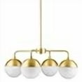 thumbnail image 3 of Linea di Liara Novara 4-Light Gold Chandeliers for Dining Room Light Fixture Over Table Glass Globe Kitchen Pendant Lighting Hanging Ceiling Modern Chandelier, LED Bulbs Included, UL Listed, 3 of 4