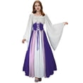 thumbnail image 2 of Victorian Dress, Renaissance Dress Women, Womens Renaissance Costume, Renaissance Costume, Women's Renaissance Medieval Costumes Dress Trumpet Sleeves Gothic Retro Gown, Purple XXL, 2 of 6