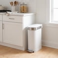 thumbnail image 2 of Simplehuman 45 Liter / 12 Gallon Slim Kitchen Step Trash Can with Liner Rim, White Stainless Steel, 2 of 8