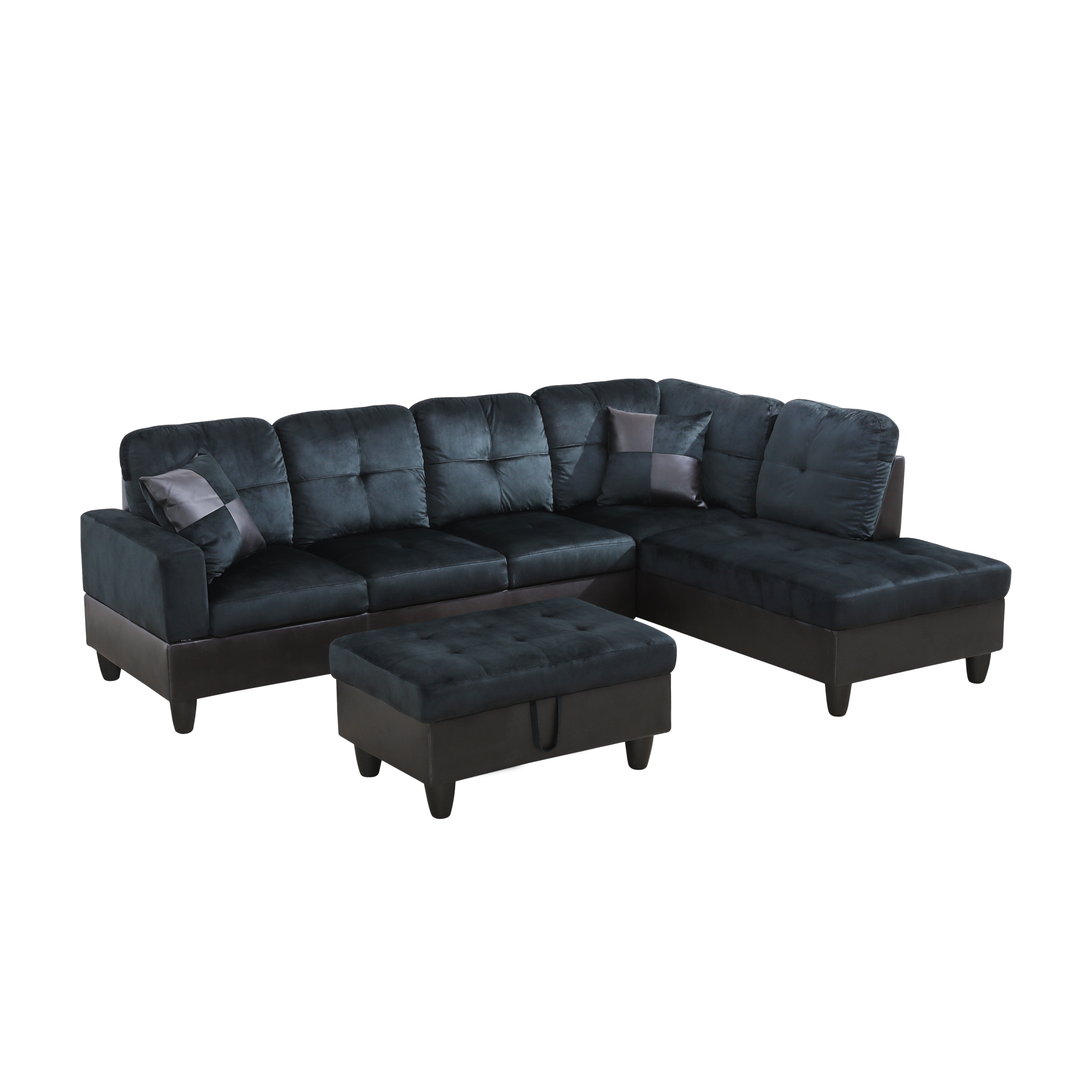 MAYEERTY Modern Adult 3-Piece Couch Living Room Sofa Set，Dark Blue And Brown
