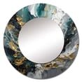 thumbnail image 2 of Designart "Ink On Stone Gold Teal Elegance" Abstract Rund Mirror For Wall Decor - Large Gold Round Printed Mirror - Glam Round Mirror 36" x 36" Inch, 2 of 5