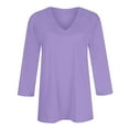 thumbnail image 5 of Prolriy Long Sleeve Shirts for Women, Womens Tops 3/4 Length Sleeve Summer V Neck Shirts Casual Tunic Tops 2025 Womens Tops Spring Summer Tops for Women Purple XL, 5 of 5
