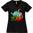 thumbnail image 3 of Inktastic Cute Dinosaurs Women's Plus Size V-Neck T-Shirt, 3 of 5