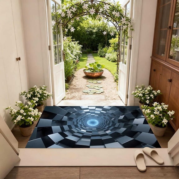 23.62in x 15.74in 3D Optical Illusion Area Rug - 1 PC Visual Depth Effect Carpet for Entryway Living Room Bedroom, Non Washable Floor Mat, Fun Home Decor (A)
