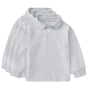 KIDAGIC Multipack Boys' Long-Sleeve School Uniform Pique Polo Shirt,3 Pack,Sizes 1-12Y