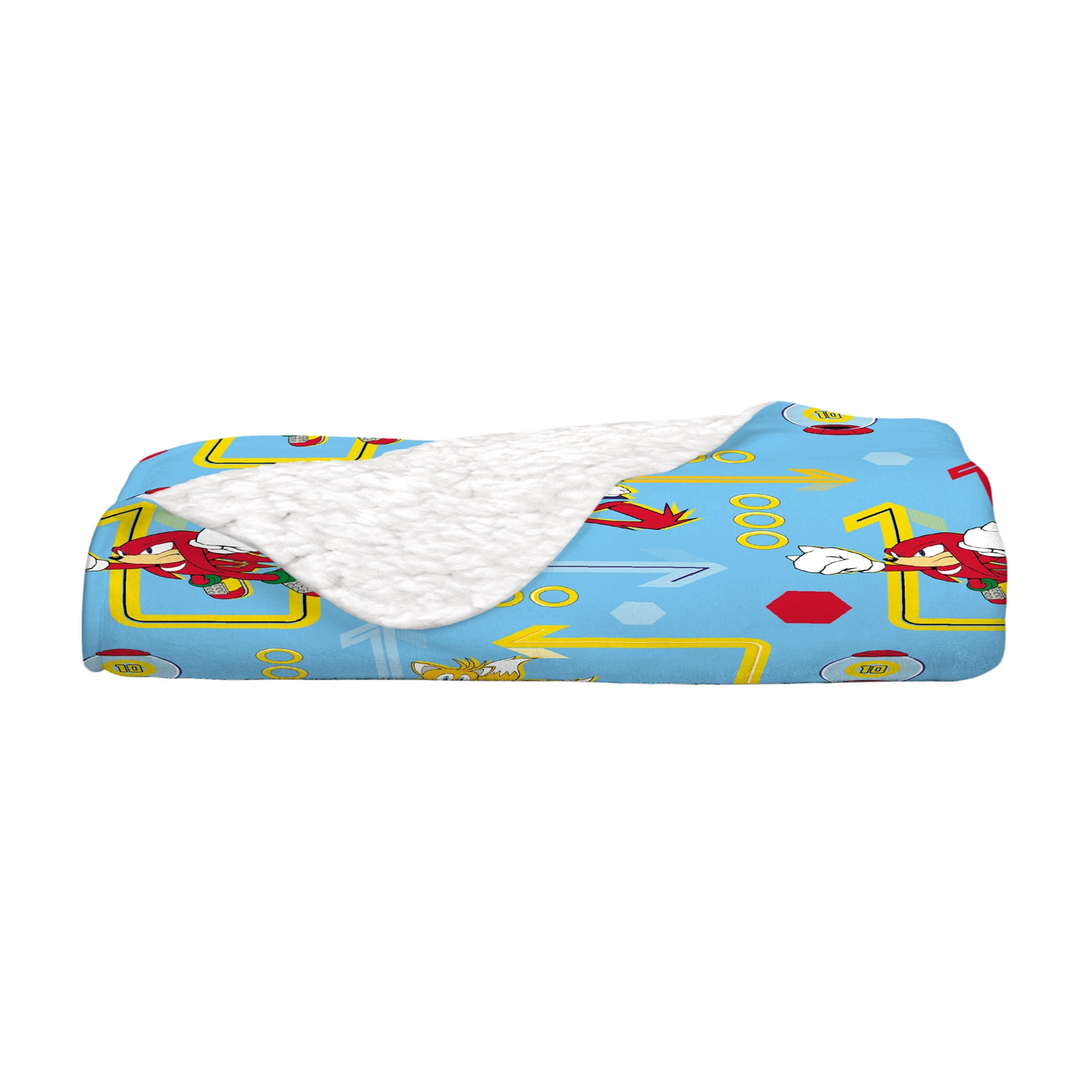 Sonic the Hedgehog Kids Blanket, Twin/Full, Gaming Bedding, Plush with Sherpa, Blue