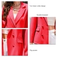 thumbnail image 6 of Women Suit Jacket Turn Down Collar Double Breasted Pure Color with Pockets Long Sleeves Casual Office Suit Jacket Red L, 6 of 7