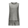 thumbnail image 4 of CHUMUD Womens Cotton Linen 2 Piece Matching Lounge Set Sleeveless Tank Top Shorts Set with Pockets Summer Casual Going Out, 4 of 7
