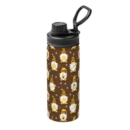 

Gaeub Flowers And Gnomes Bees Print Stainless Steel Water Bottle 18oz Sports Insulated Kettle for Women Men Suitable as a Gift