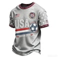 thumbnail image 3 of Soccer Cup 2026 Jersey for Men, Crew Neck Short Sleeve USA Stars Graphic Tee with Waffle Knit Texture - Lightweight Breathable Performance Top for Match Day & Gym Gray XXXL, 3 of 5