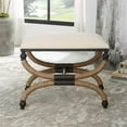 thumbnail image 5 of Maklaine Farmhouse MDF Iron Rope and Fabric Small Bench in Brown, 5 of 5
