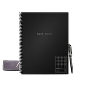 Rocketbook Matrix Smart Reusable Notebook - Black - Letter Size Eco-Friendly Notebook (8.5" x 11") - 32 Graphed & Lined Pages - Includes 1 Pen and Microfiber Cloth