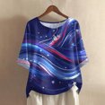 thumbnail image 2 of Women's 250th Anniversary USA Shirt Mid Sleeve Independence Day Top 4th of July Shirts America 250 Merchandise Loose Star Print Tee, 2 of 5