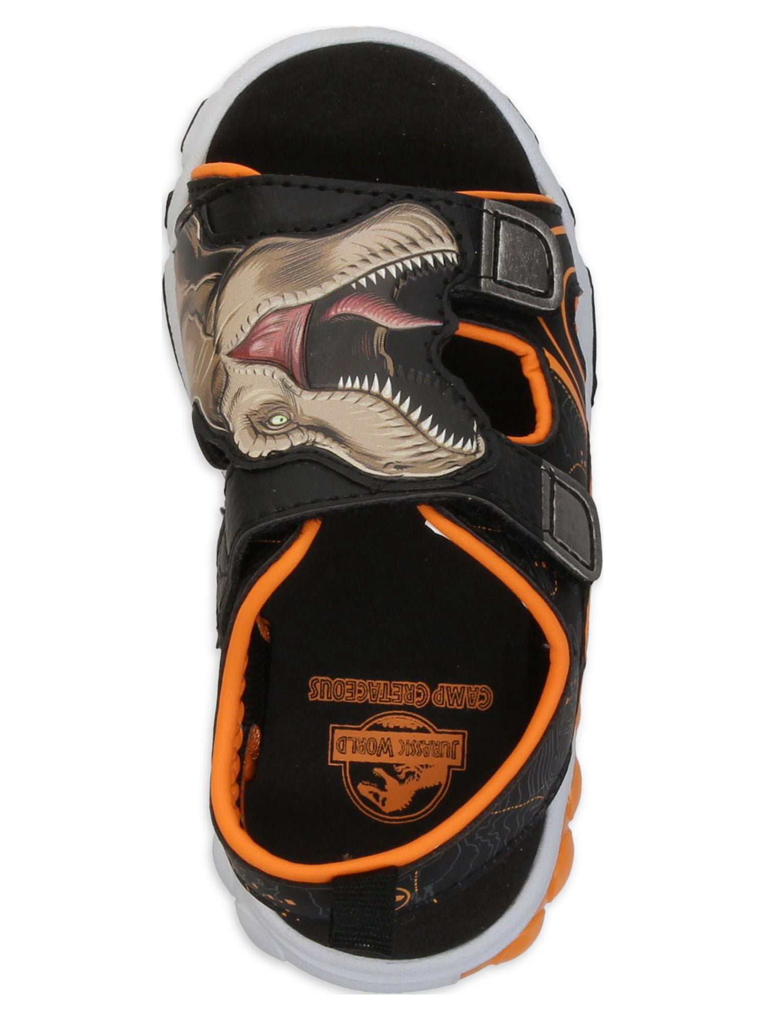 Jurassic World Unisex Kids Lighted Sport Sandals, Orange & Black, 7-12