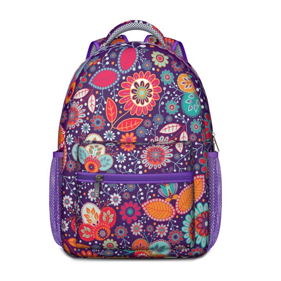 Paisley Waterproof School Backpack with Ergonomic Spinal Support - Vintage Boho Design Bookbag for Teens & College Students