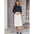 thumbnail image 2 of DARING DIVA Women's Side Pockets Pencil Skirt with High Waist and Split Back L Cream White, 2 of 7