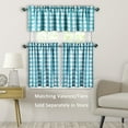 thumbnail image 6 of Teal White Buffalo Plaid Valance Linen Sheer Cafe Curtain Buffalo Check Plaid Rod Pocket Rustic Farmhouse Kitchen Window Treatment for Living Room Bedroom,1 Panel, 55''''x15'''', Teal and White, 6 of 6