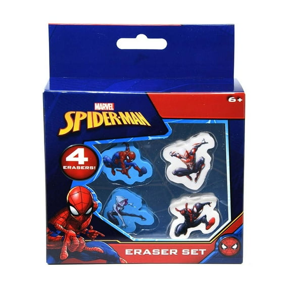Marvel Spiderman 4pk Shaped Erasers in Box