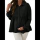 thumbnail image 1 of Camisa de Larga con Cuello Alto para Mujer, Otoño e Invierno 2025, Blusa Holgada de Maternidad, Blusa Informal. Negro XL, 1 of 8