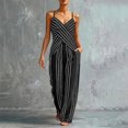 thumbnail image 2 of HAYIMI Womens Summer Outfits Sets 2 Pieces Striped Outfit Sleeveless Casual Tank Tops With High Neck And Matching Trousers Solid Color Soft Clothes Sets, 2 of 5