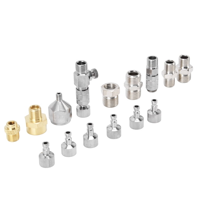 Ccdes Airbrush Adapter Kit,15PCS Airbrush Adapter Set Stainless Steel Airbrush Quick Release Disconnect Fittings Connector Kit,Stainless Steel Airbrush Adapter Kit