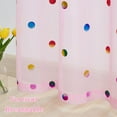 thumbnail image 3 of Bazaahm Pink Sheer Kitchen Curtains with Boho Metallic Polka Dots Pattern 28”W x 24”L Rod Pocket Tier Drapes for Bathroom, Set of 2 Panels, 3 of 5