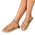 thumbnail image 3 of Willtoo Womens Summer Sandals Flat Slide Slippers Boho Open Toe Comfortable Thong Flip Flops Beach Pool Shower, 3 of 7
