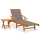 Garden Sun Lounger with Table and Cushion Solid Acacia Wood - Walmart.com