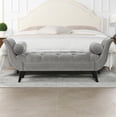 thumbnail image 5 of Bedroom Bench Alma Tufted Flared Arm Entryway Bench, Opal Grey Velvet,Bedroom Stool, 5 of 10