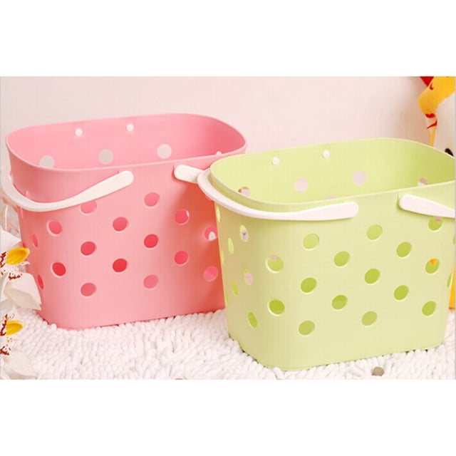 unbranded Cesta De Almacenamiento Para En Plástico Duradero Color Rosa Con Asas Para Organizar