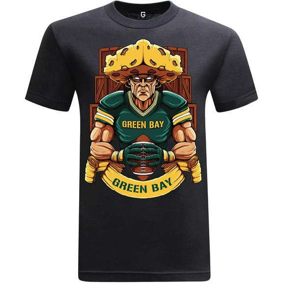 Game Garment Football Team Fan Sports Short Sleeve Crewneck Mens T-Shirts - Football Graphic Tees Men (Green Bay Black XS-3XL)