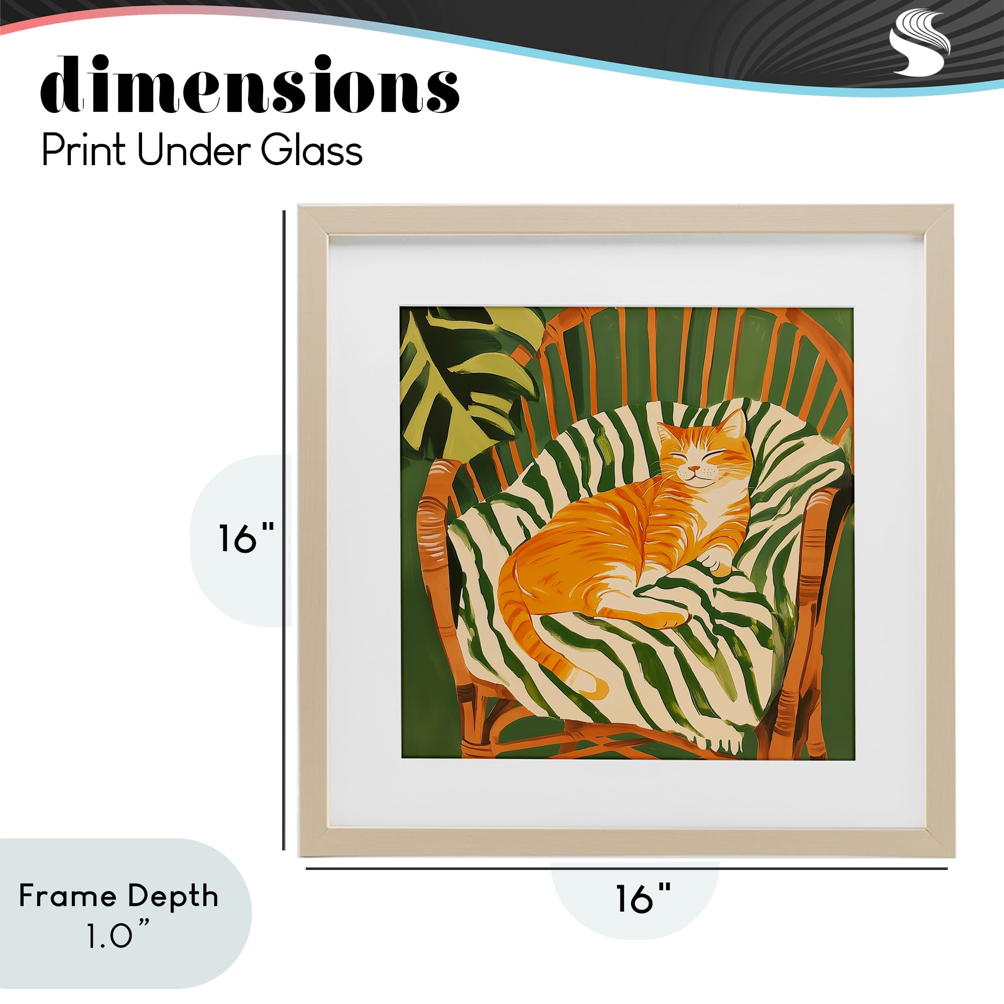 Stupell Industries Orange Cat in Rattan Chair Birch Framed Print Under Glass, design by Walker Noble