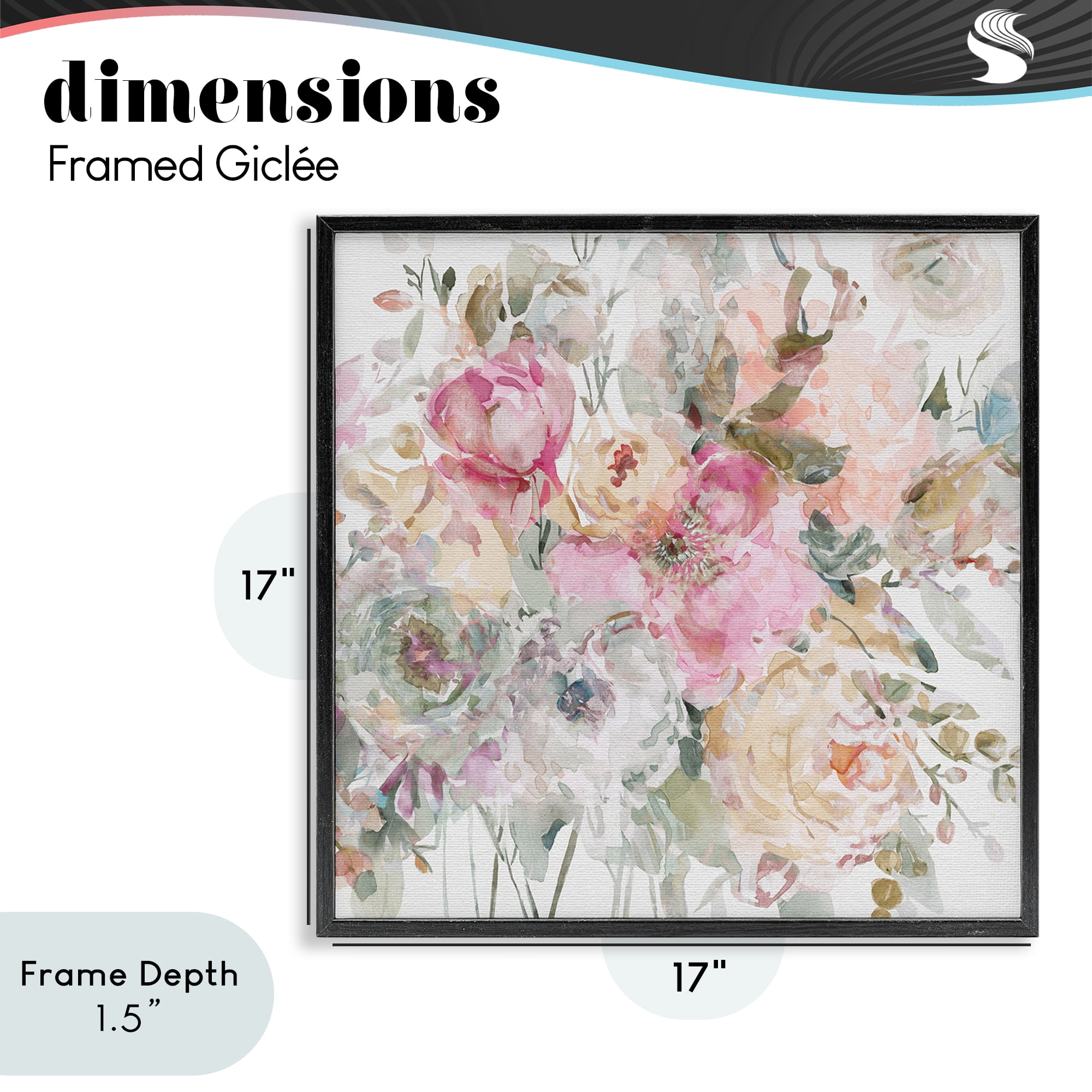 Stupell Industries Romantic Pastel Petals Black Framed Giclee Art, design by Carol Robinson