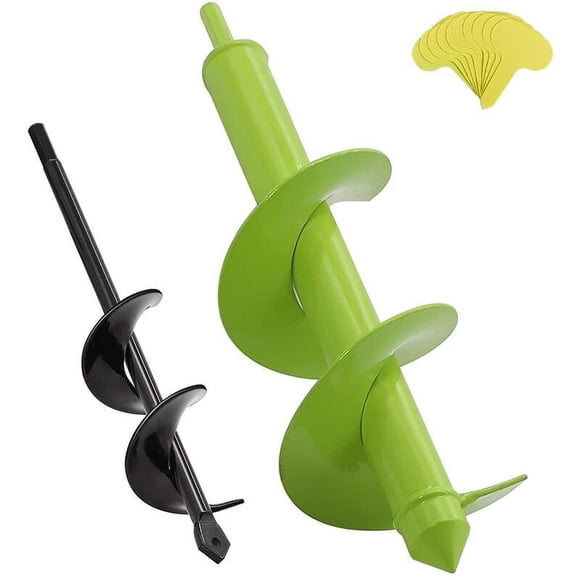 Efficient Garden Auger For Planting, Heavy-duty Spiral Drill Bit, Bulb Planter Tool & Post Hole Digger, Double-blade Ice Drill Auger, For Garden And Outdoor Projects, (2PCS)