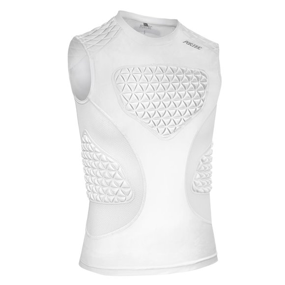 Protector de pecho juvenil PORTEC, camiseta de compresión acolchada, blanca
