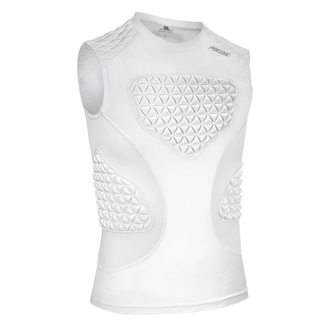 Protector de pecho juvenil PORTEC, camiseta de compresión acolchada, blanca