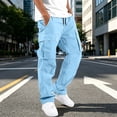 thumbnail image 2 of VeFlora 2026 Men's Cargo Pants, Stright Leg Sport Elastic Relax Fit Cargo Pants for Men, Fall Lightweight Cargo, Multi-Pockets Hiking Work Bermuda Pants(Light Blue/XXXXL), 2 of 6