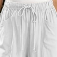 thumbnail image 7 of Pants for Women with Pockets 100% Cotton Decorative Button Drawstring Cropped Pants, 7 of 7