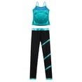 thumbnail image 4 of Manyakai Kids Hip Hop Outfit Girls Spaghetti Strap Camisole Underwear with Sparkly Rhinestones Pants Blue Green 14, 4 of 6