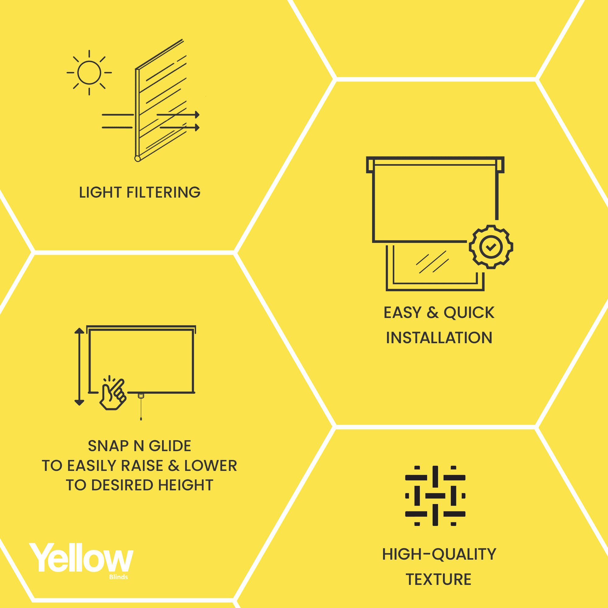 Yellow Blinds 51"W X 72"H Cotton White Cordless Light Filtering UV Protection Polyester Roller Shade for Window