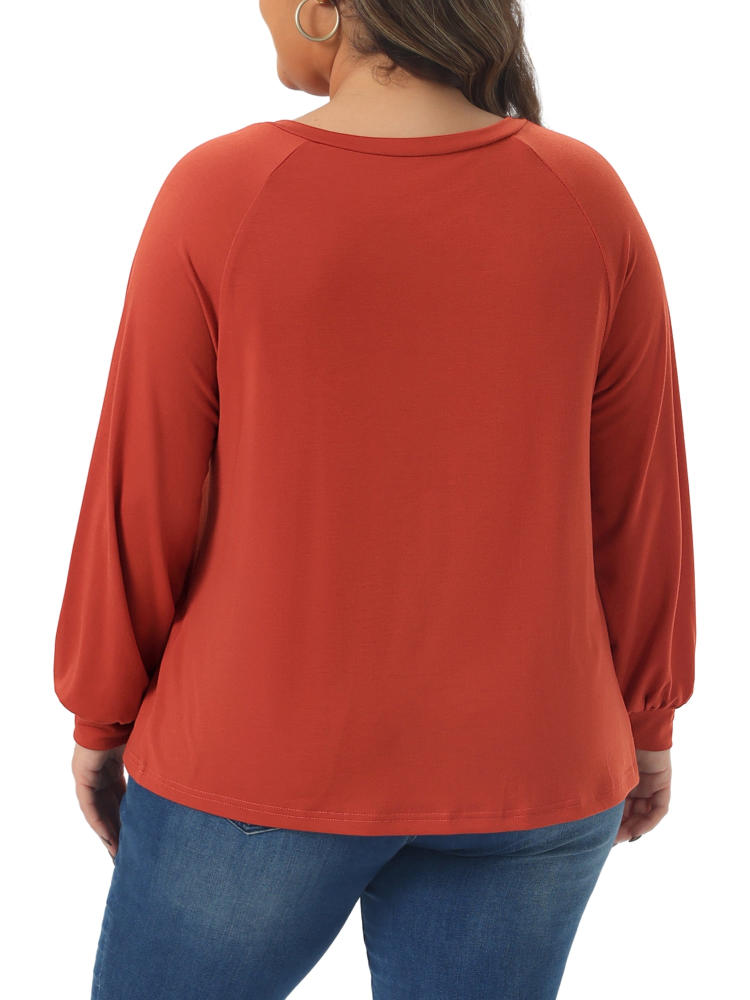 DARING DIVA Women's Plus Tunic Crew Neck Pleated Casual Blouse 4X Orange Red
