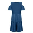 thumbnail image 6 of USSUMA Sundresses for Women Casual Summer - Women's Summer Casual Cold Shoulder Sleeve Mini Dress Loose Ruffle Pleated Flowy Swing Shift Dresses, 6 of 6