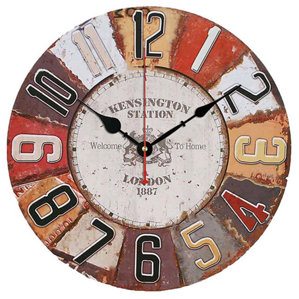12 Inch Vintage Look Silent Wall Clock Home Decoration Type A