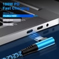 thumbnail image 4 of USB C Cable,USB C to USB C Cable 6ft Right Angle 90 Degree 3Pack FiveBox Nylon 100W PD Type C Fast Charging Cord USB C to Type C Charger Cables for Samsung,Blue+Purple+White, 4 of 7